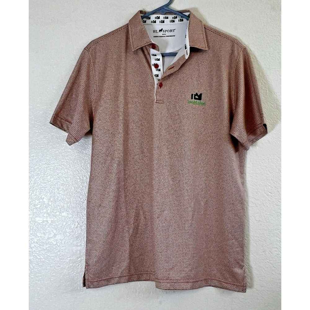 HL Sport Mens Bamboo Charcoal Performance Polo Shirt Orange Check Small TeeMates